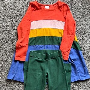 Hanna Andersson Dress with Green Leggings